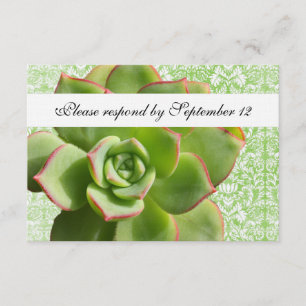 Green Succulent Vintage Damask rsvp with envelope