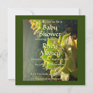 Green Succulents Baby Shower Invitation