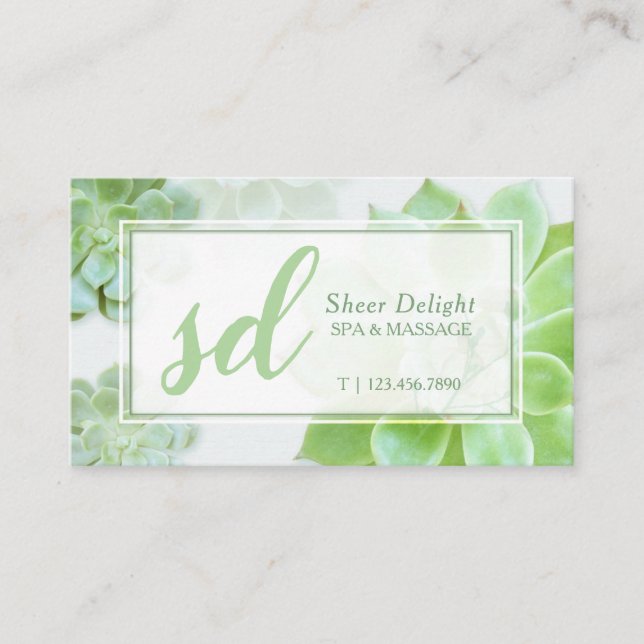 Green Succulents Business Appointment Card (Front)