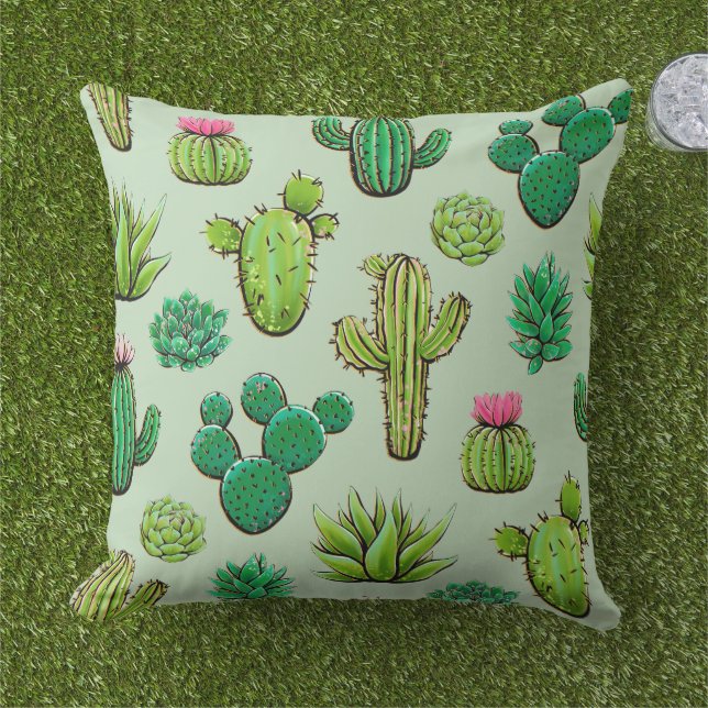 Green Succulents  Cushion (Grass)