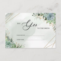 Green succulents gold Say Yes to the dress Card