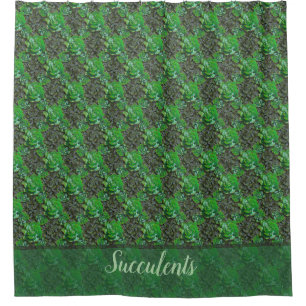 Green Succulents Lattice Pattern Shower Curtain