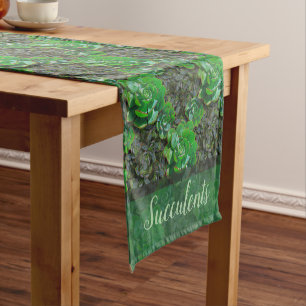 Green Succulents Lattice Pattern Table Runners