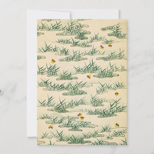 Green Summer Firefly art Invitation (Front)