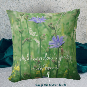Green summer meadow with blue flowers  cushion