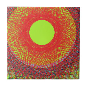 green sun abstract art ceramic tile