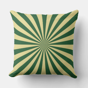 Green Sun Funky Rays Retro Stripes Cushion