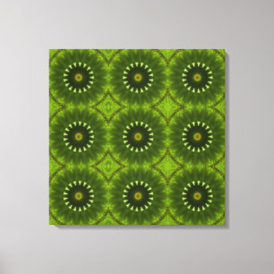 Green Sunburst Abstract Kaleidoscope Pattern Canvas Print