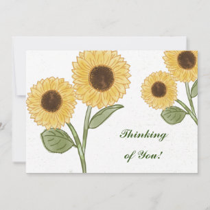 Green Sunflower Floral Pattern Thinking of You! Po Invitation