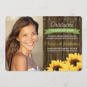 Green Sunflower Graduation Announcement