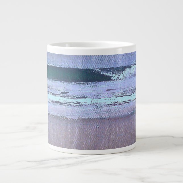 Green Sunlight Ocean Surf Wave California Large Coffee Mug (Front)