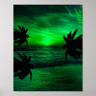 GREEN SUNSETS OCEAN SCENIC   POSTER