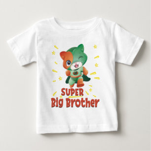 Green Superhero Cat Super Big Brother Baby T-Shirt