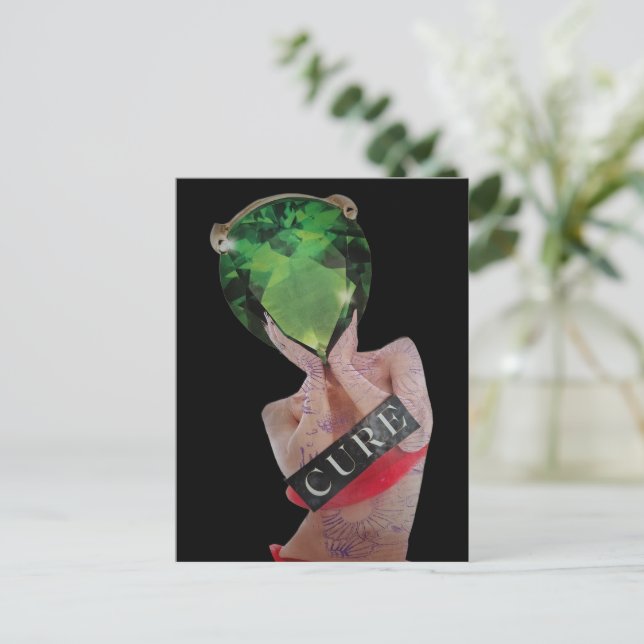 Green Surreal Gemstone Lady Collage  Postcard (Standing Front)