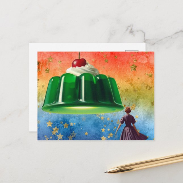 Green Surreal Sweet Treat Postcard (Front/Back In Situ)