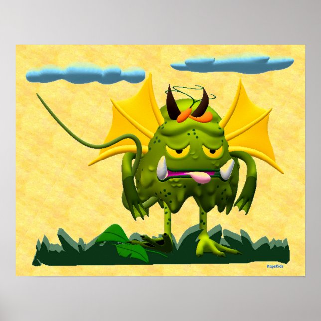 Green Swamp Monster Animated Character Poster (Front)