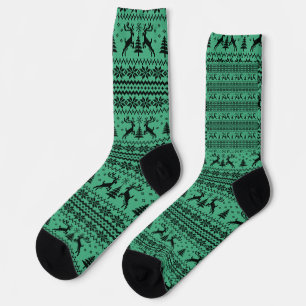 Green Sweater Reindeer Christmas Socks