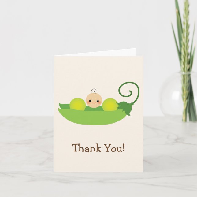 Green Sweet Pea Baby Shower Thank You Card (Front)
