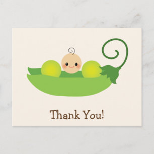 Green Sweet Pea Baby Shower Thank You Postcard