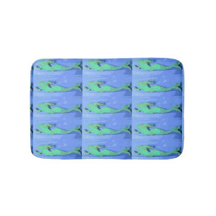 green swimming mermaids bath mat