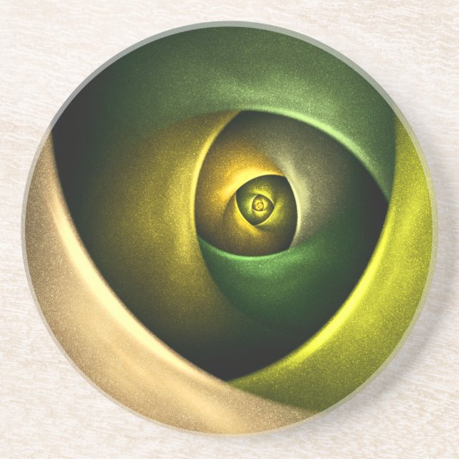 Green Swirl Floral Modern Abstract Art Pattern #23 Coaster (Front)