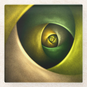 Green Swirl Floral Modern Abstract Art Pattern #23 Glass Coaster