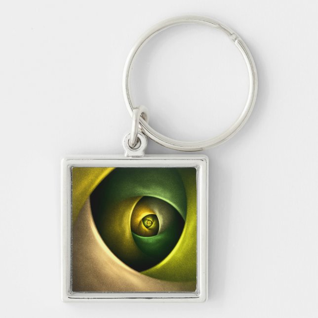 Green Swirl Floral Modern Abstract Art Pattern #23 Key Ring (Front)