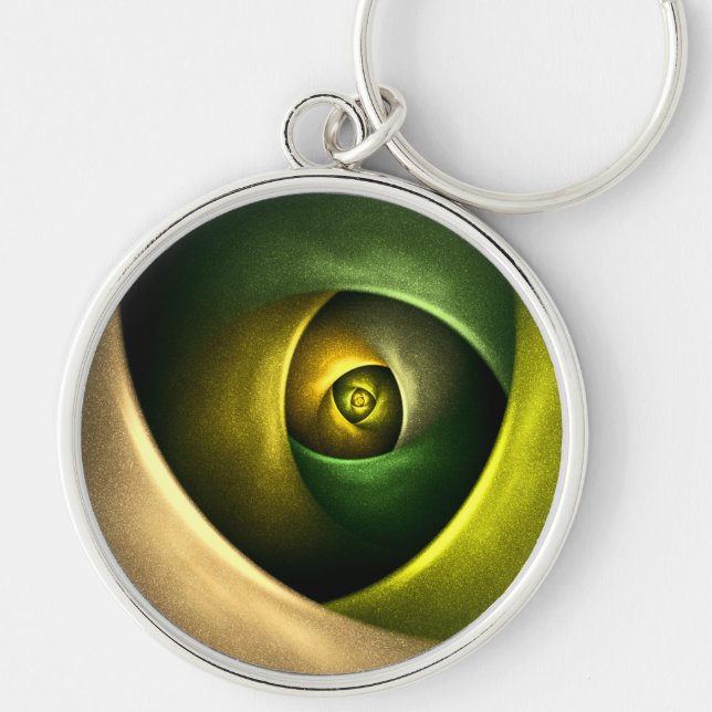 Green Swirl Floral Modern Abstract Art Pattern #23 Key Ring (Front)