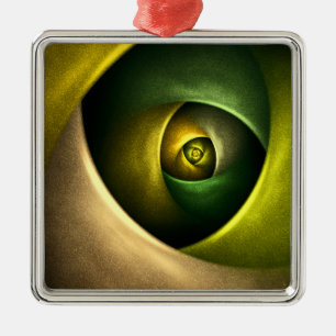 Green Swirl Floral Modern Abstract Art Pattern #23 Metal Ornament