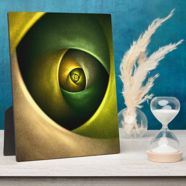 Green Swirl Floral Modern Abstract Art Pattern #23 Plaque (Side)