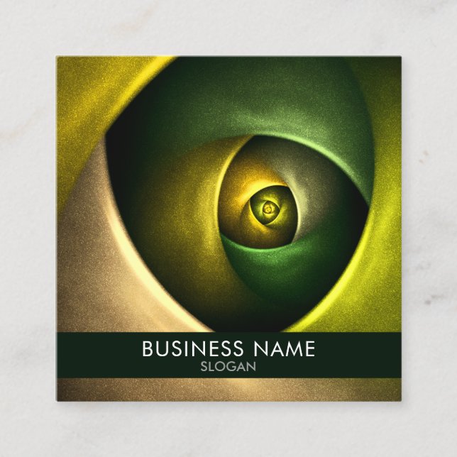 Green Swirl Floral Modern Abstract Art Pattern #23 Square Business Card (Front)