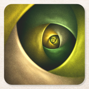 Green Swirl Floral Modern Abstract Art Pattern #23 Square Paper Coaster