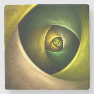 Green Swirl Floral Modern Abstract Art Pattern #23 Stone Coaster