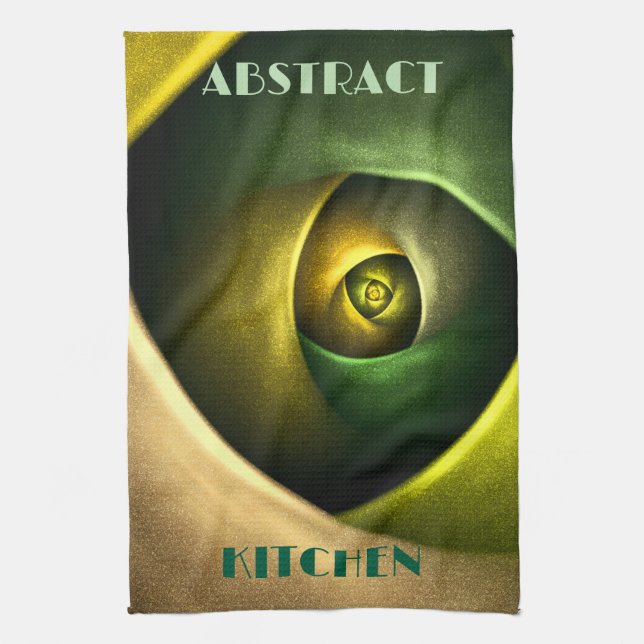 Green Swirl Floral Modern Abstract Art Pattern #23 Tea Towel (Vertical)