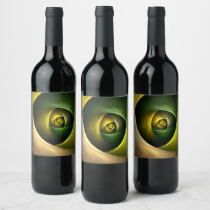 Green Swirl Floral Modern Abstract Art Pattern #23 Wine Label