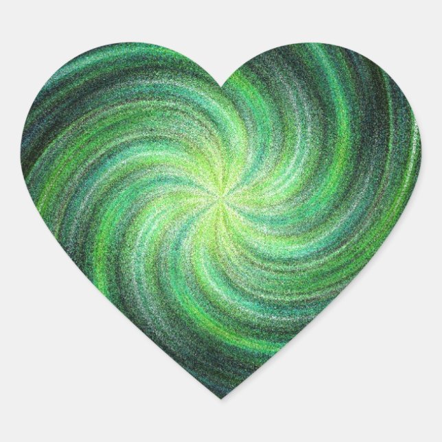 Green Swirl Heart Sticker (Front)