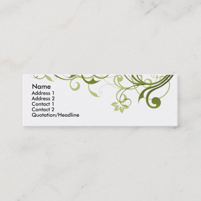 Green Swirl Mini Business Card (Front)