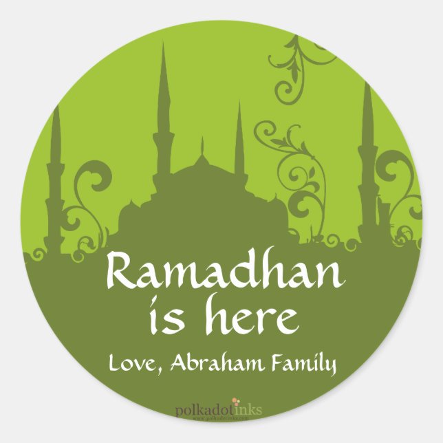 Green Swirl Mosque Stickers (Front)