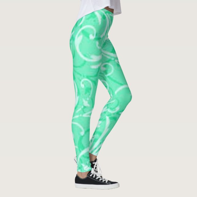 Green Swirl Pattern Leggings (Right)