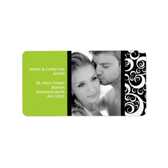Green Swirl Photo Address Labels (Front)