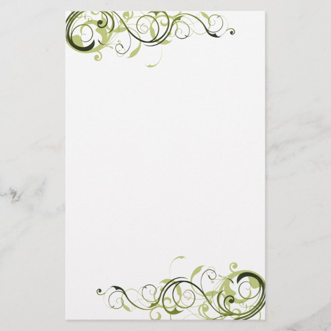 Green Swirl Stationery (Front)