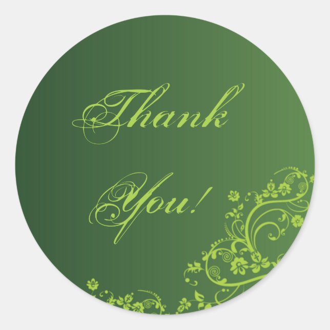 Green Swirl: Thank You Envelope Seals (Front)