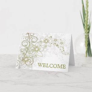 Green Swirl with Flowers Welcome Thank You Card