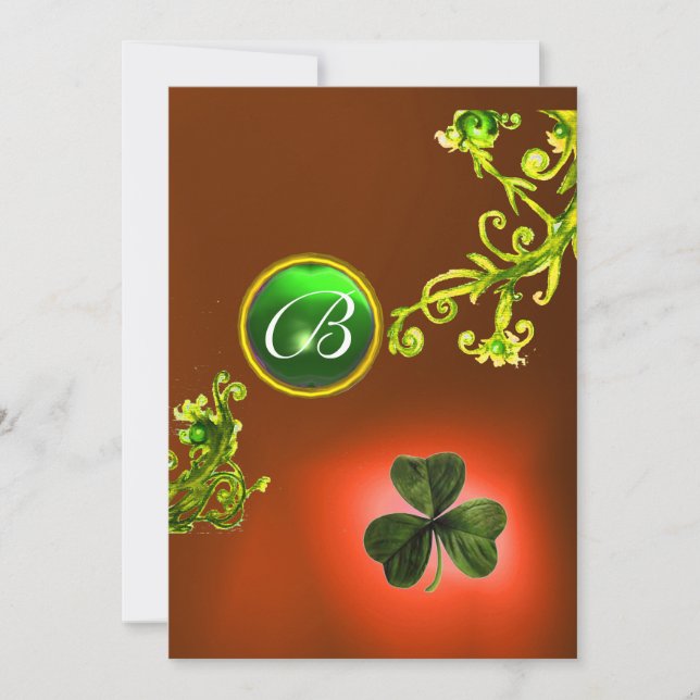GREEN SWIRLS AND SHAMROCK ST PATRICK'S DAY PARTY INVITATION (Front)