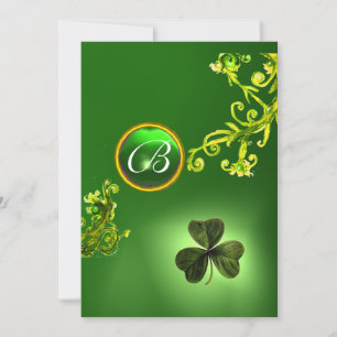 GREEN SWIRLS AND SHAMROCK ST PATRICK'S DAY PARTY INVITATION