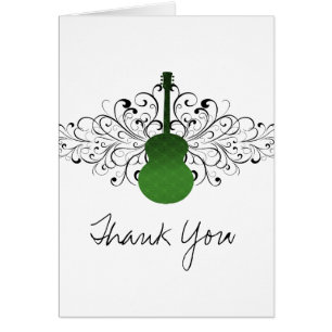 Green Swirls Guitar Thank You Card