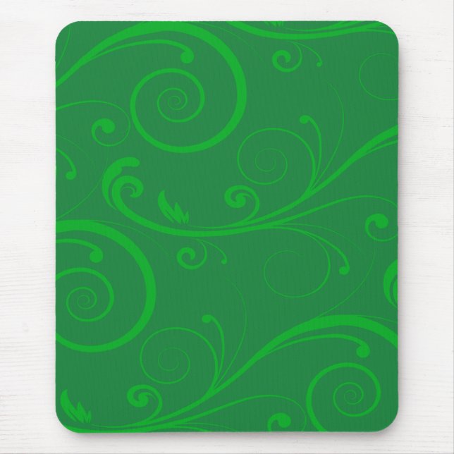 Green Swirls Mouse Pad (Front)