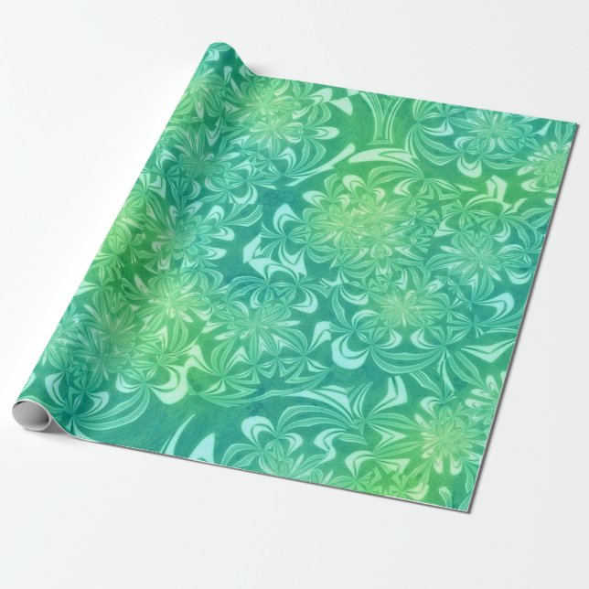 Green Swirly Christmas Wrapping Paper (Unrolled)