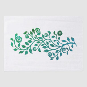 Green Swirly Floral Leafy Arabesque Elegant Chic Tissue Paper