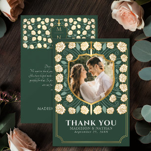 Green Sword & Shield Mediaeval Fantasy Wedding Thank You Card
